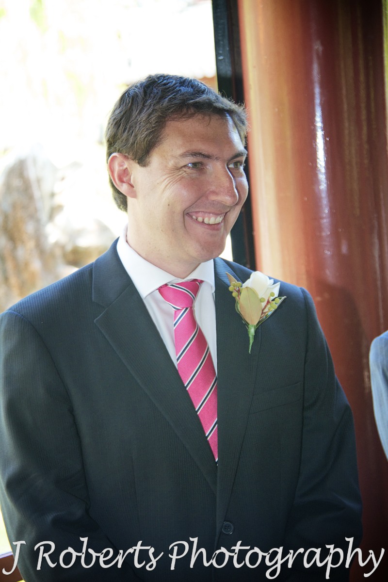 Groom excited to see his bride - wedding photography sydney